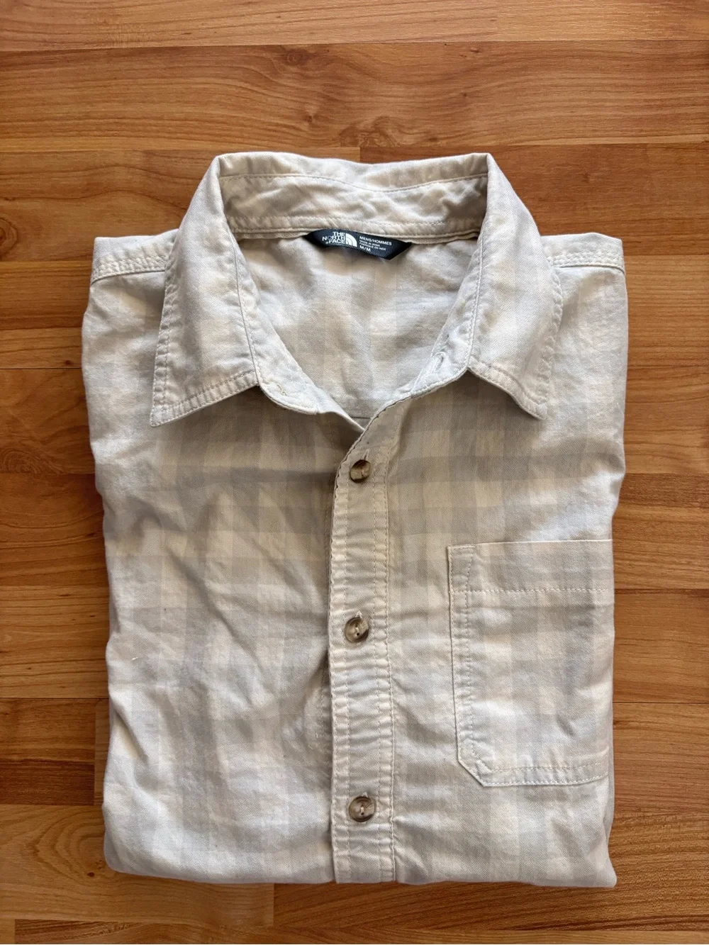 The North Face Men’s Light Gray Plaid Button-Down Shirt